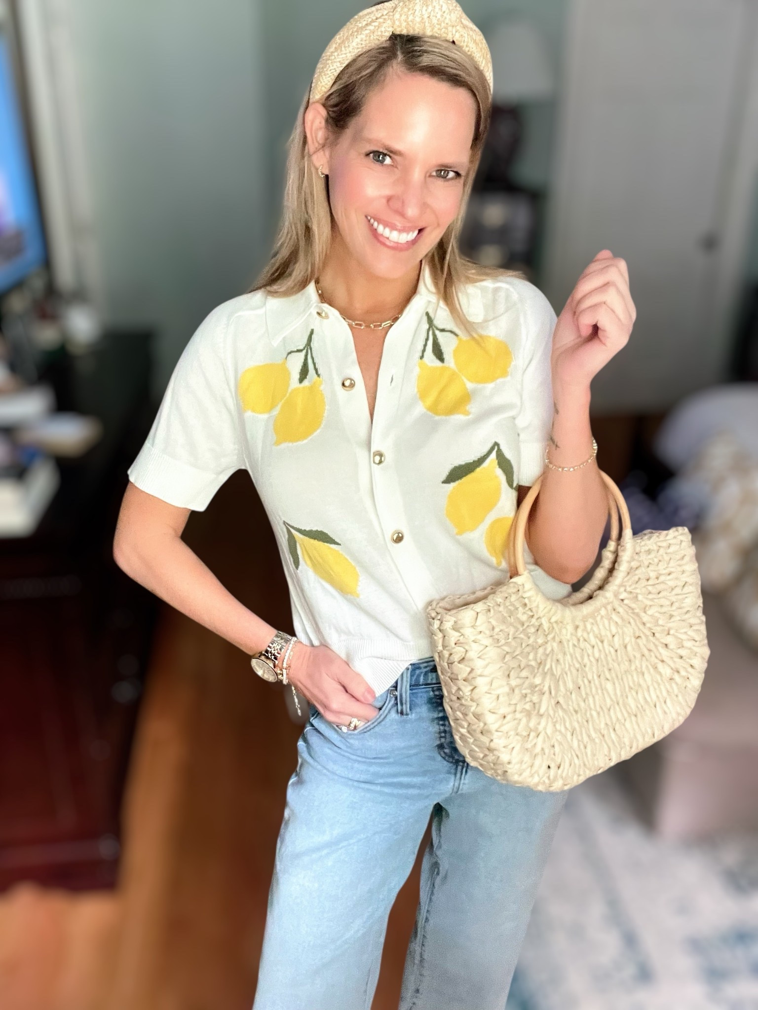 Use code PREPPYREBEL for 10% off my Melinda Maria jewelry! ✨

Lemonade vibes only! 🍋 This playful summer look is full of sunshine and style—all from Walmart! I’m wearing the cutest lemon sweater top, lightweight and breezy for warm days. Paired with Walmart wide-leg cuffed jeans (available in sizes 0–18), it’s the perfect blend of casual and chic. I finished the look with white espadrille wedges, a woven straw bag, and a braided headband for a polished preppy touch.

Outfit details:
• Top: Lemon sweater (TTS)
• Jeans: Wide-leg with cuff detail, size 0–18 👖
• Shoes: White espadrille wedges for a summery lift ☀️

Keywords: Walmart lemon sweater, Walmart wide-leg jeans, white espadrille wedges, summer outfit idea, lemon print top, preppy summer fashion, budget-friendly outfit

Lemon love 🍋 Preppy perfection 🧺 Espadrille elegance 🩴 Summer chic ☀️ Walmart win 🛒 Straw bag style 👜 Comfy & cute 💛 Breezy beauty 🌼 Everyday summer look ✨ Cuffed denim goals 👖

Shop this look on LTK!

#LTKFindsUnder100 #LTKOver40 #LTKFindsUnder50