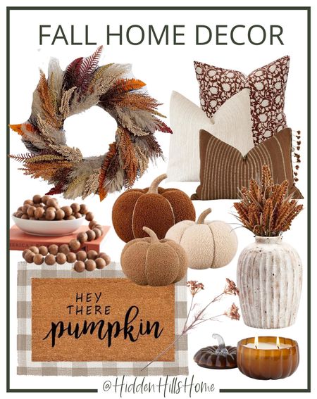 Fall home decor, faux pumpkins, cute fall doormat, seasonal home decor, fall wreath, fall vase #fall #homedecor

#LTKhome #LTKSeasonal
