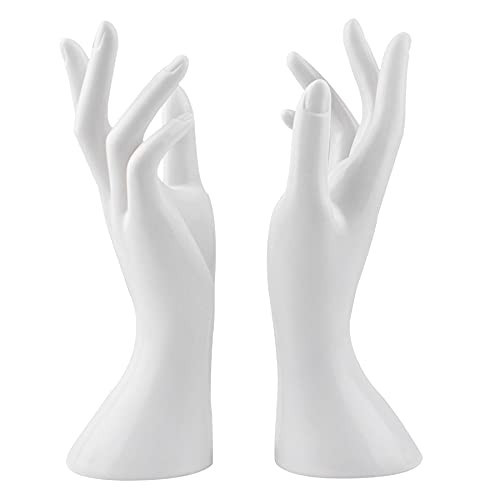 Framendino, Female Mannequin Hand Jewelry Display Holder Stand for Bracelet Necklace Ring Plastic (White, 2 Pack) | Amazon (US)
