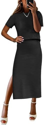 ANRABESS Womens 2 Piece Outfits Striped Sweater Skirt Sets 2026 Spring Casual Short Sleeve Pullov... | Amazon (US)