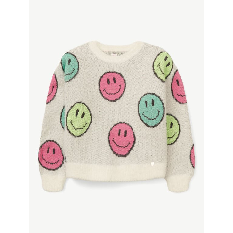 Justice Girls Crew Neck Eyelash Sweater , Sizes Xs-Xlp | Walmart (US)