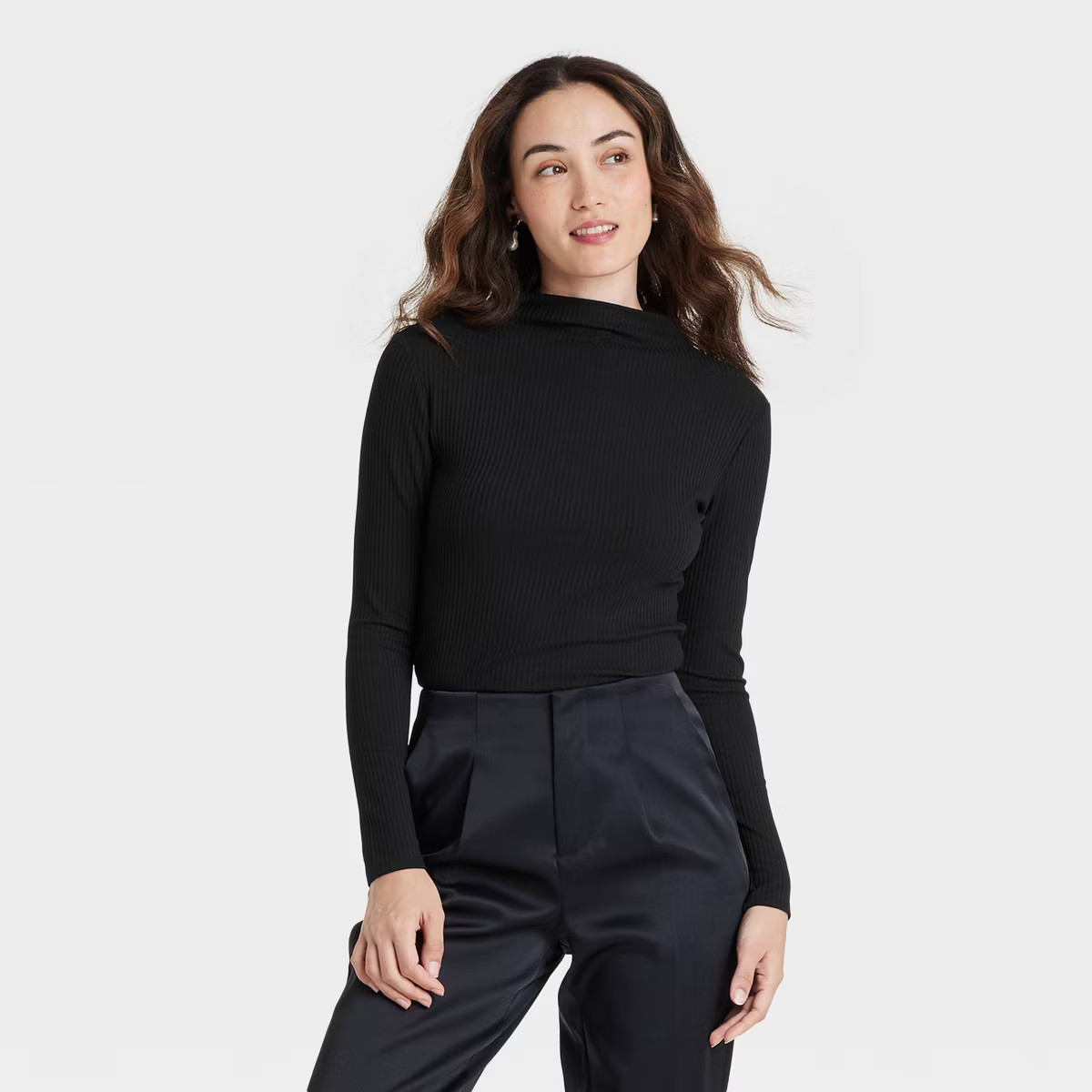 Women's Long Sleeve Mock Turtleneck T-Shirt - A New Day™ | Target