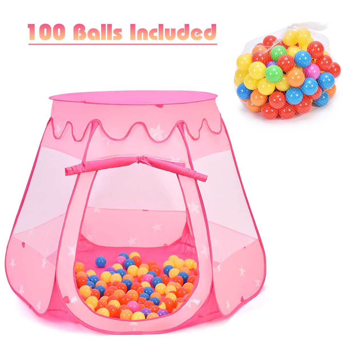Costway Kid Outdoor Indoor Princess Play Tent Playhouse Ball Tent Toddler Toys w/ 100 Balls | Target