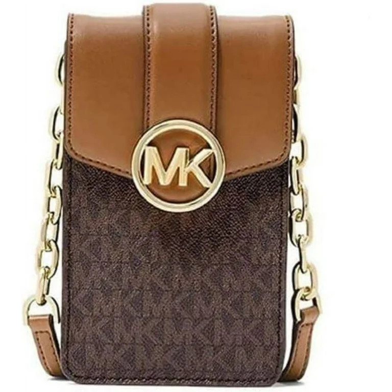 MICHAEL KORS Womens Carmen Small Logo Smartphone Crossbody Bag 35S2GNMC5B-847 (Brown) | Walmart (US)