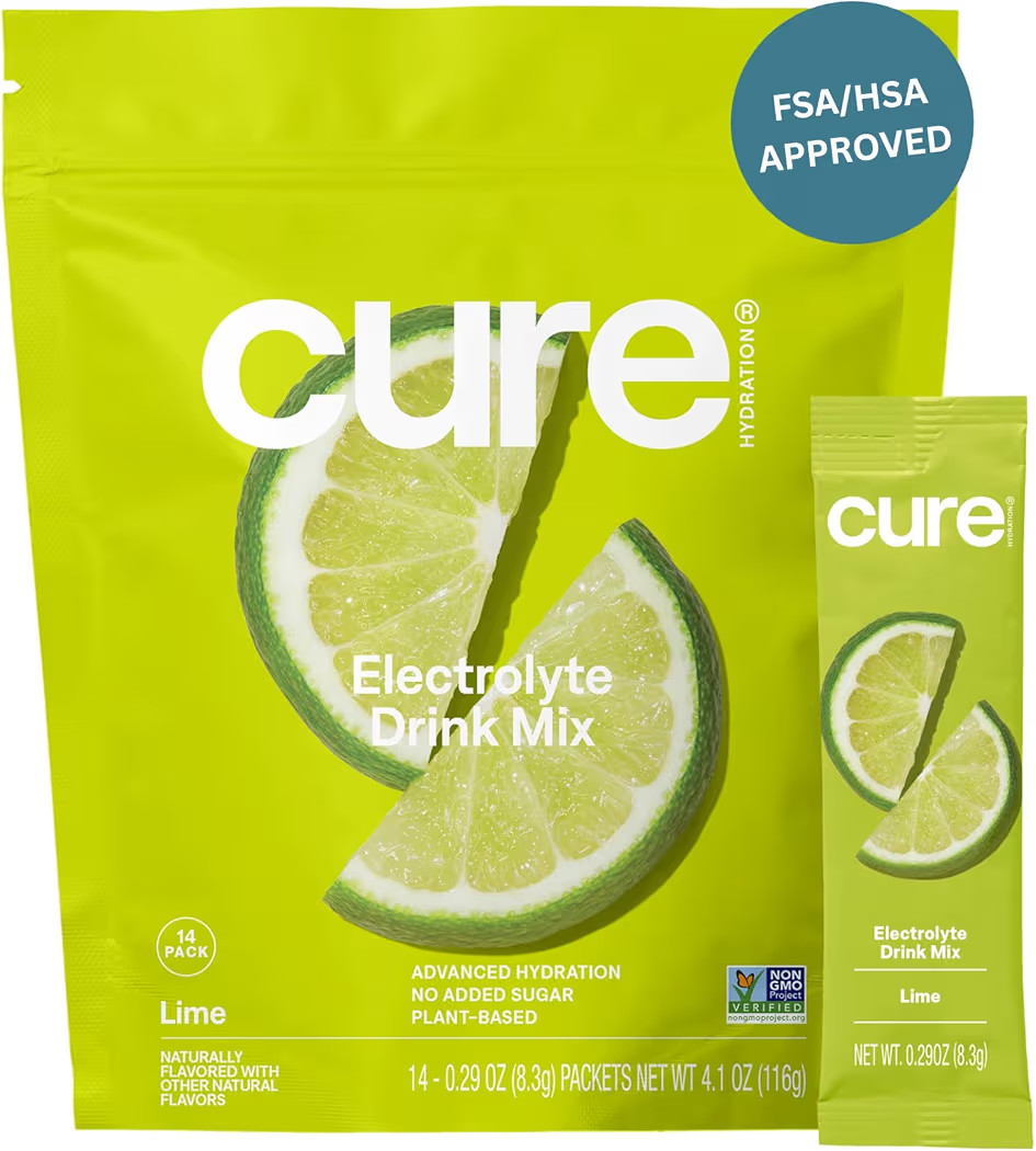 Cure Hydration | Plant-Based Electrolyte Drink Mix | No Added Sugar | FSA-HSA | Dehydration Relie... | Amazon (US)