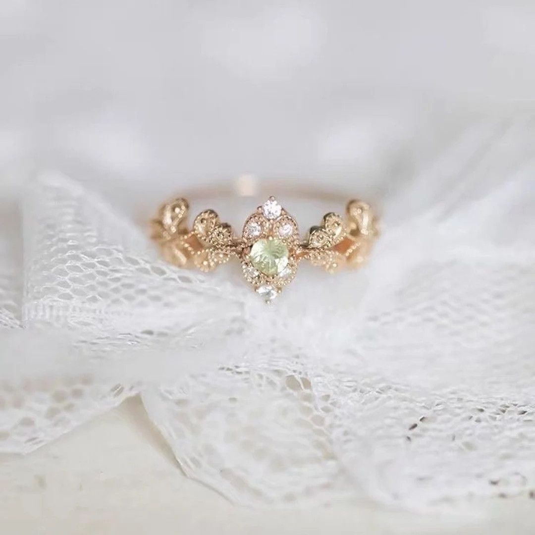 Dainty Peridot Branch Ring, Peridot Leaf Promise Ring, Nature Inspired Twig Branch Ring, August B... | Etsy (US)