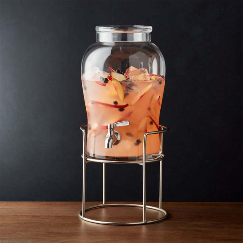Beau Drink Dispenser with Silver Stand + Reviews | Crate & Barrel | Crate & Barrel