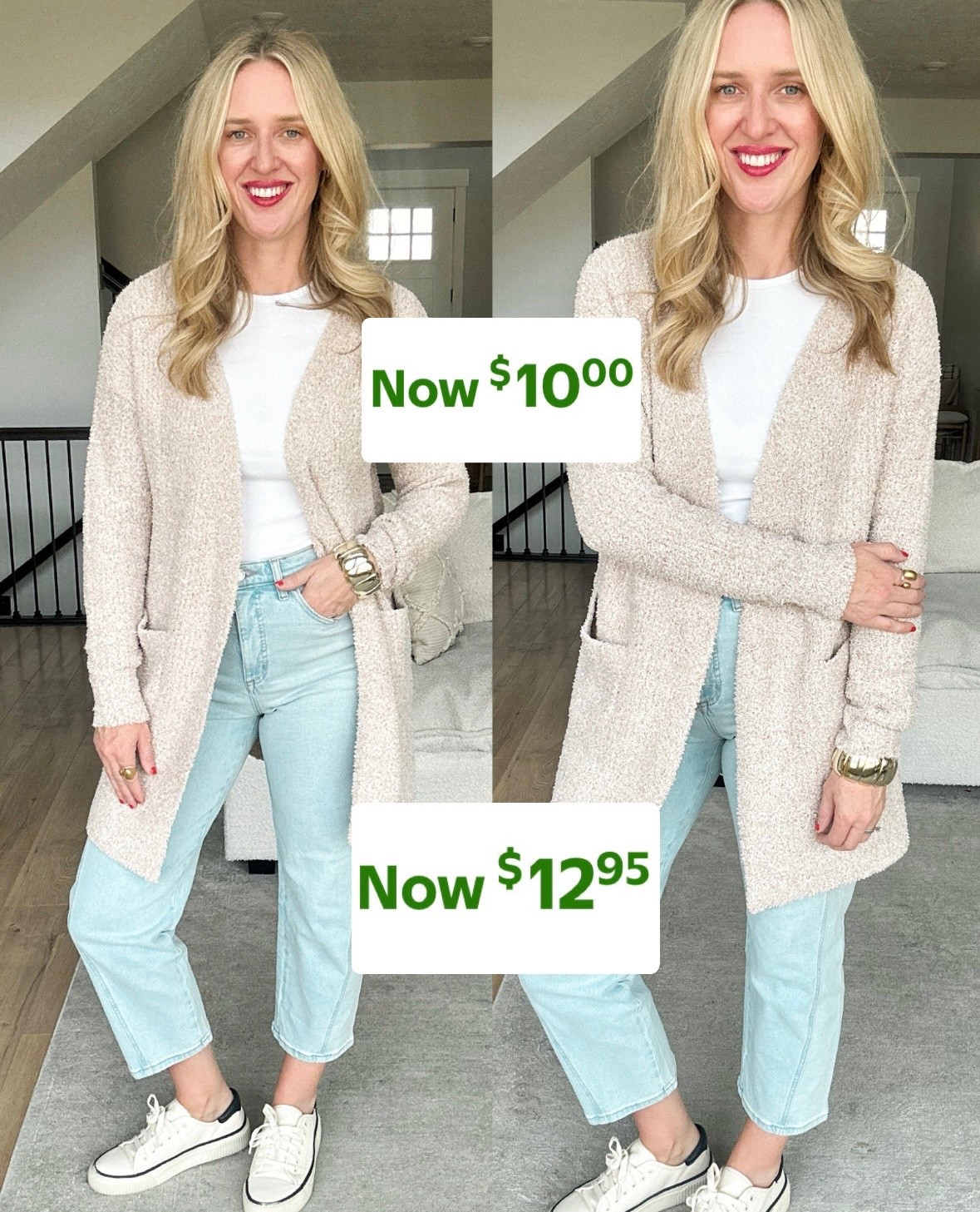Walmart outfit on major sale 🤍 such good everyday staples right now.

✨ Cozy open-front cardigan now $10 — soft, comfy, and perfect for layering
✨ Light-wash straight-leg jeans now $12 — easy everyday fit
✨ Classic white tee — a go-with-everything staple

These are the kind of Walmart deals that don’t last long, and sizes are already going quickly.

#affordablefashion #budgetfashion #walmartfashion #walmartstyle #walmartdeals #walmartfinds #walmartrollbacks #lookforless #momstyle #momfashion #everydayoutfits #casualstyle #neutralstyle #budgetfriendly #affordablestyle #walmarthaul #ltkunder25 #ltkfinds #ltkfashion

#LTKSaleAlert #LTKHoliday #LTKFindsUnder50
