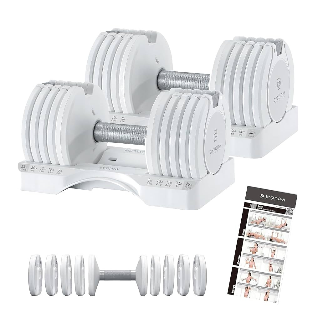 Adjustable Dumbbell – 12.5/25lb Single Unit OR Set of 2 – 5-in-1 Adjustable Weight for Home G... | Amazon (US)