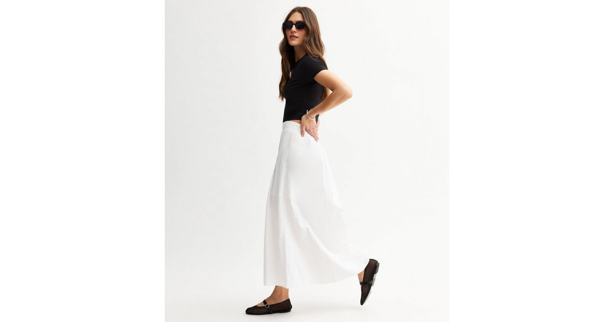 White Pleated Midi Skirt | New Look | New Look (UK)