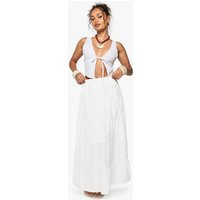 Womens Woven Tiered Maxi Skirt - White - S | boohoo (US & Canada)