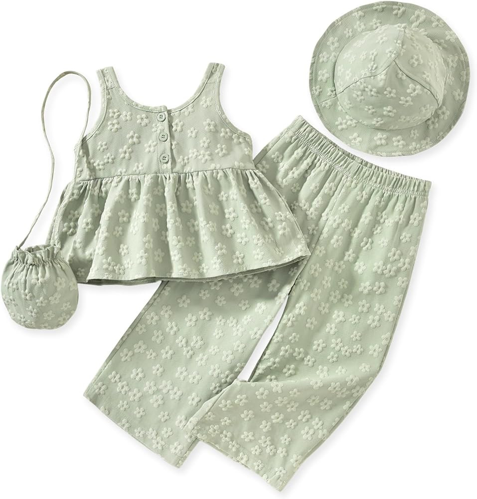 HINTINA Infant Baby Toddler Girl Summer Outfits Sleeveless Camisole Top And Elastic Waist Pants S... | Amazon (US)