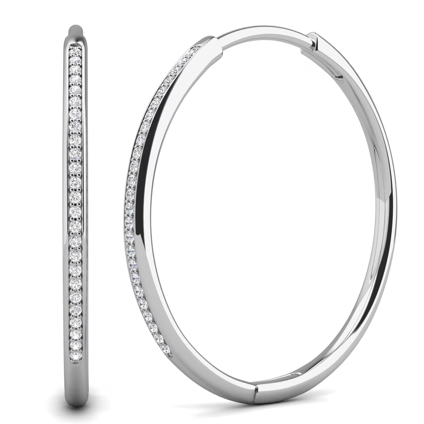 Cate & Chloe Leslie 18k White Gold Plated 38mm Hoop Earrings with Swarovski Crystals Gift for Women | Walmart (US)