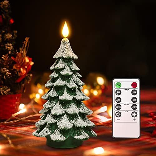 PChero Christmas Tree LED Candle with Remote Timer, 7.9 Inch Real Wax Battery Operated Pillar Candle | Amazon (US)