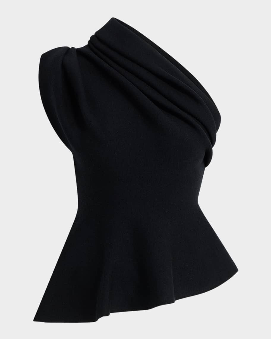 Aimee Draped One-Shoulder Peplum Top | Neiman Marcus