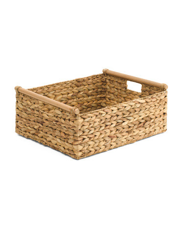 Rectangular Basket With Wood Pole Accents | Office & Storage | Marshalls | Marshalls