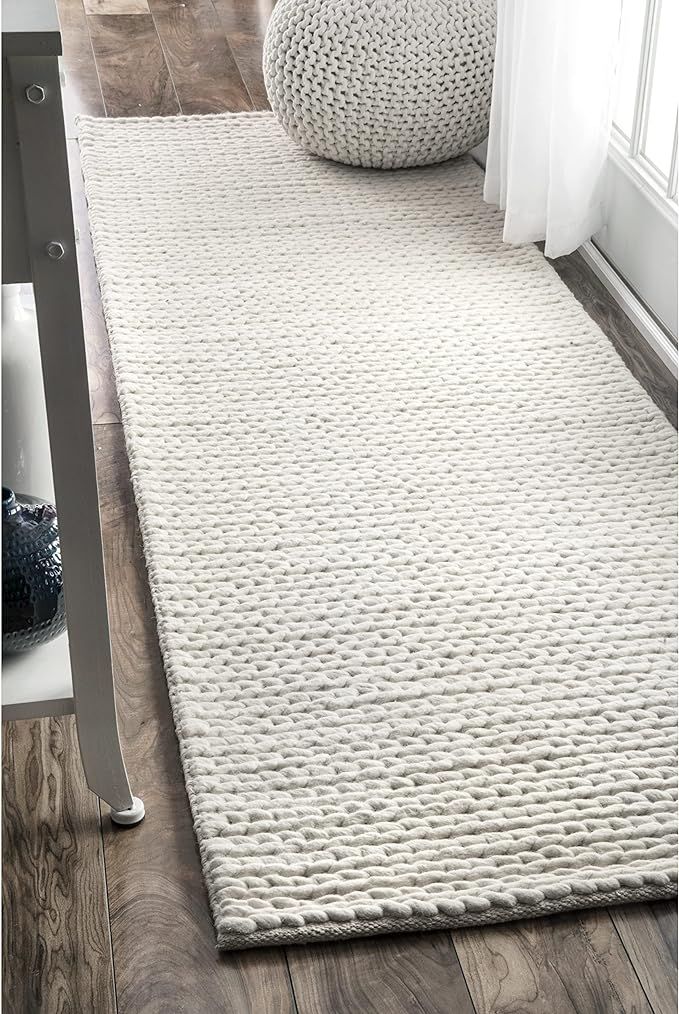nuLOOM Penelope Braided Wool Runner Rug, 2' 6" x 6', Off-white | Amazon (US)