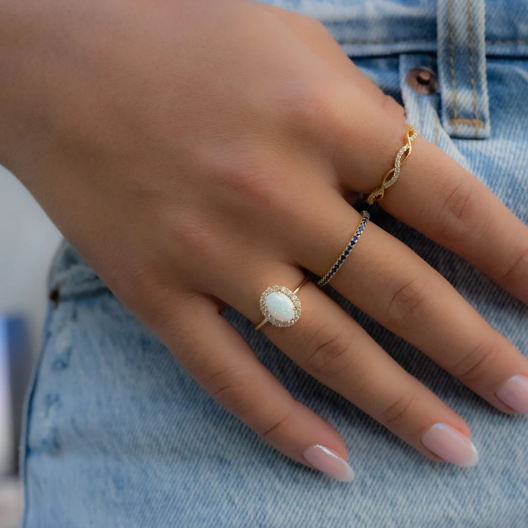 Opal Ring, Dainty Ring, October Birthstone, Opal Jewelry, Stackable Rings, Rings for Women, Gift ... | Etsy (US)