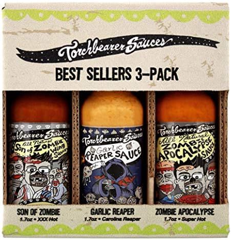 Torchbearer Sauces Best Sellers 3-Pack Mini Hot Sauce Gift Set, 1.7 Oz Each: Zombie Apocalypse, G... | Amazon (US)