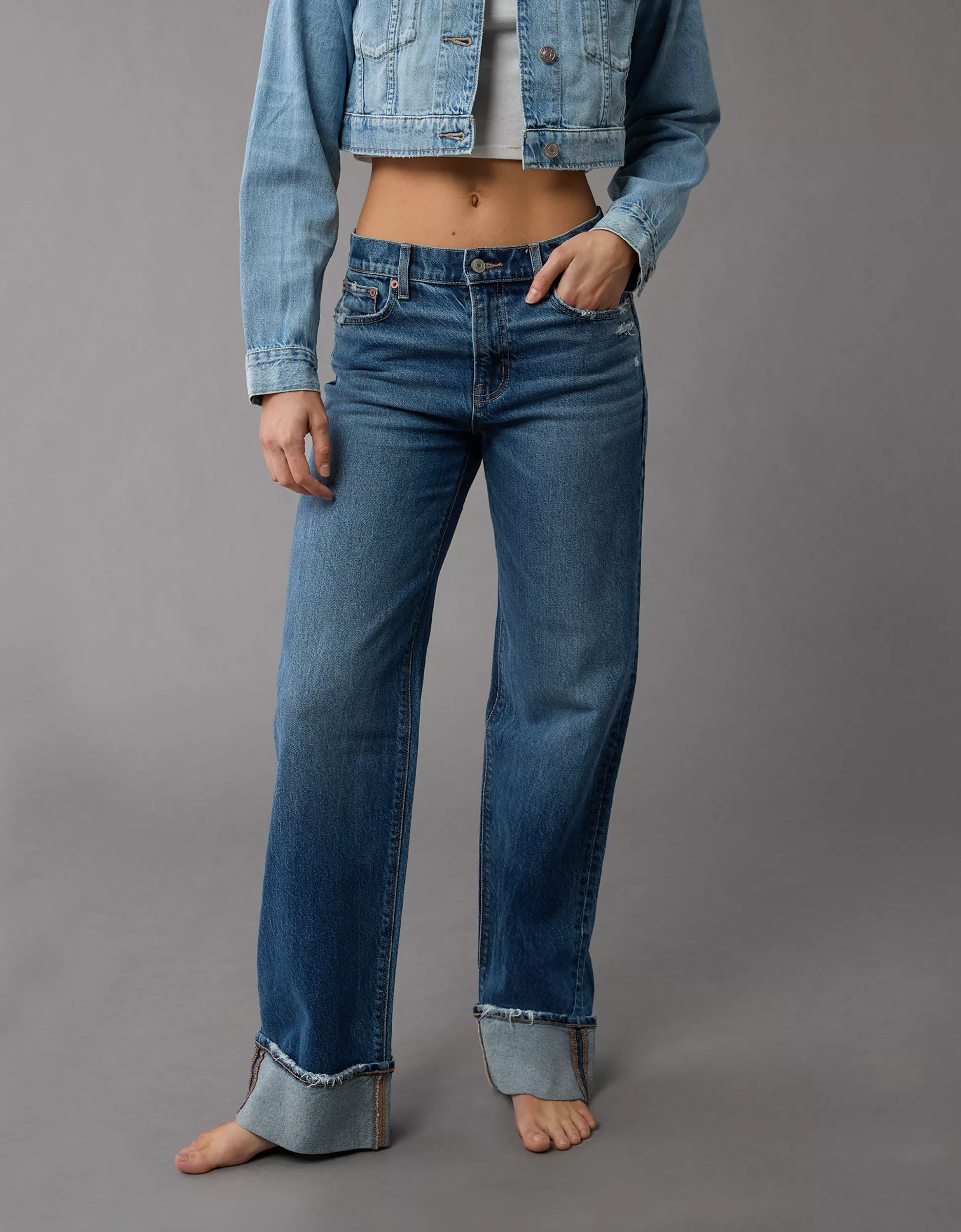 AE Stretch High-Waisted Stovepipe Cuffed Jean | American Eagle Outfitters (US & CA)
