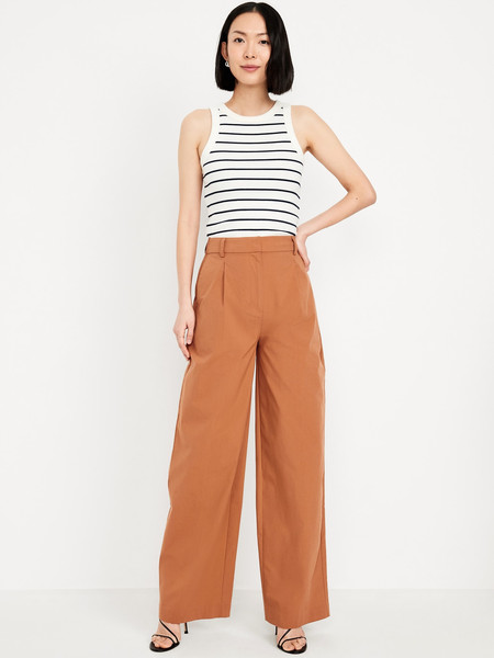 Extra High-Waisted Poplin Taylor Wide-Leg Trouser Pants | Old Navy (US)