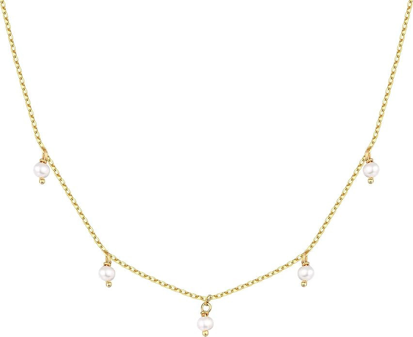 PAVOI 14K Gold Plated Station Necklace | Simulated Diamond BTY Necklace | Womens CZ Chain Necklac... | Amazon (US)