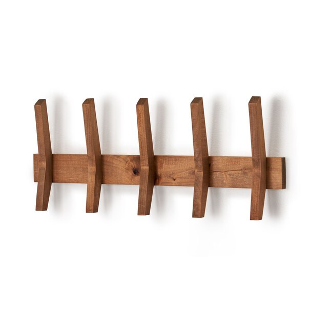 TRINITY 5-Hook 24-in x 2.5-in H Walnut Decorative Wall Hook (15-lb Capacity) | Lowe's