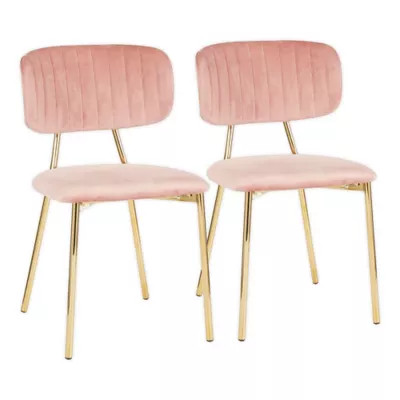 LumiSource® Bouton Side Chairs in Pink/Gold (Set of 2) | Bed Bath & Beyond