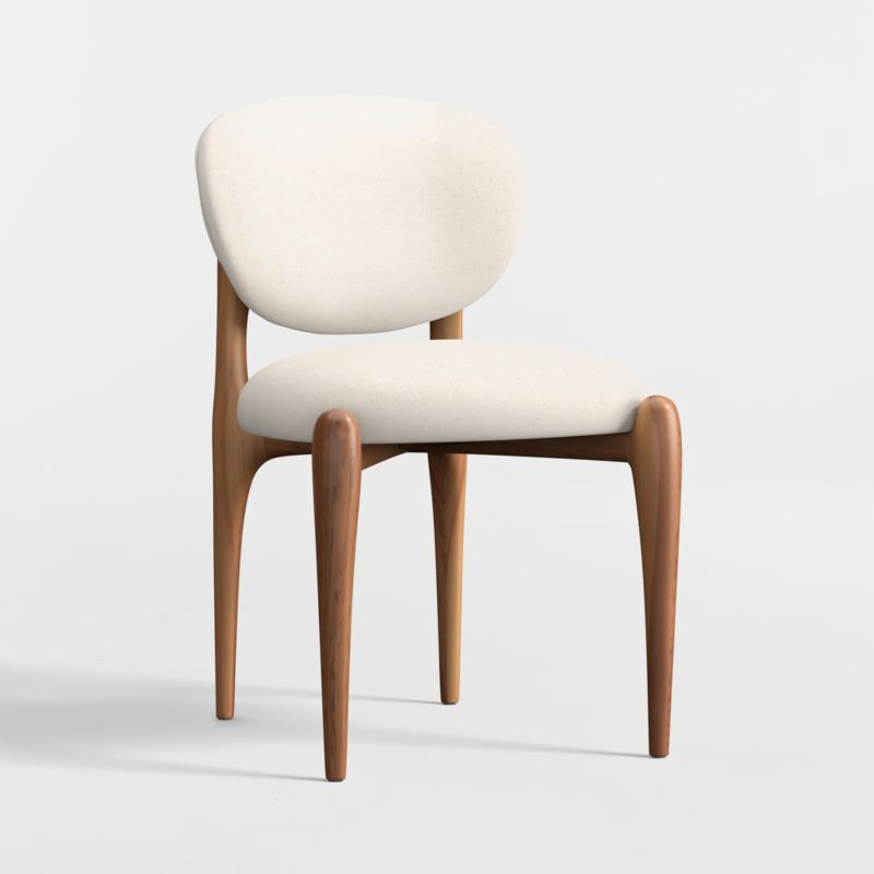 Via Ivory Fabric Walnut Wood Dining Chair | Crate & Barrel