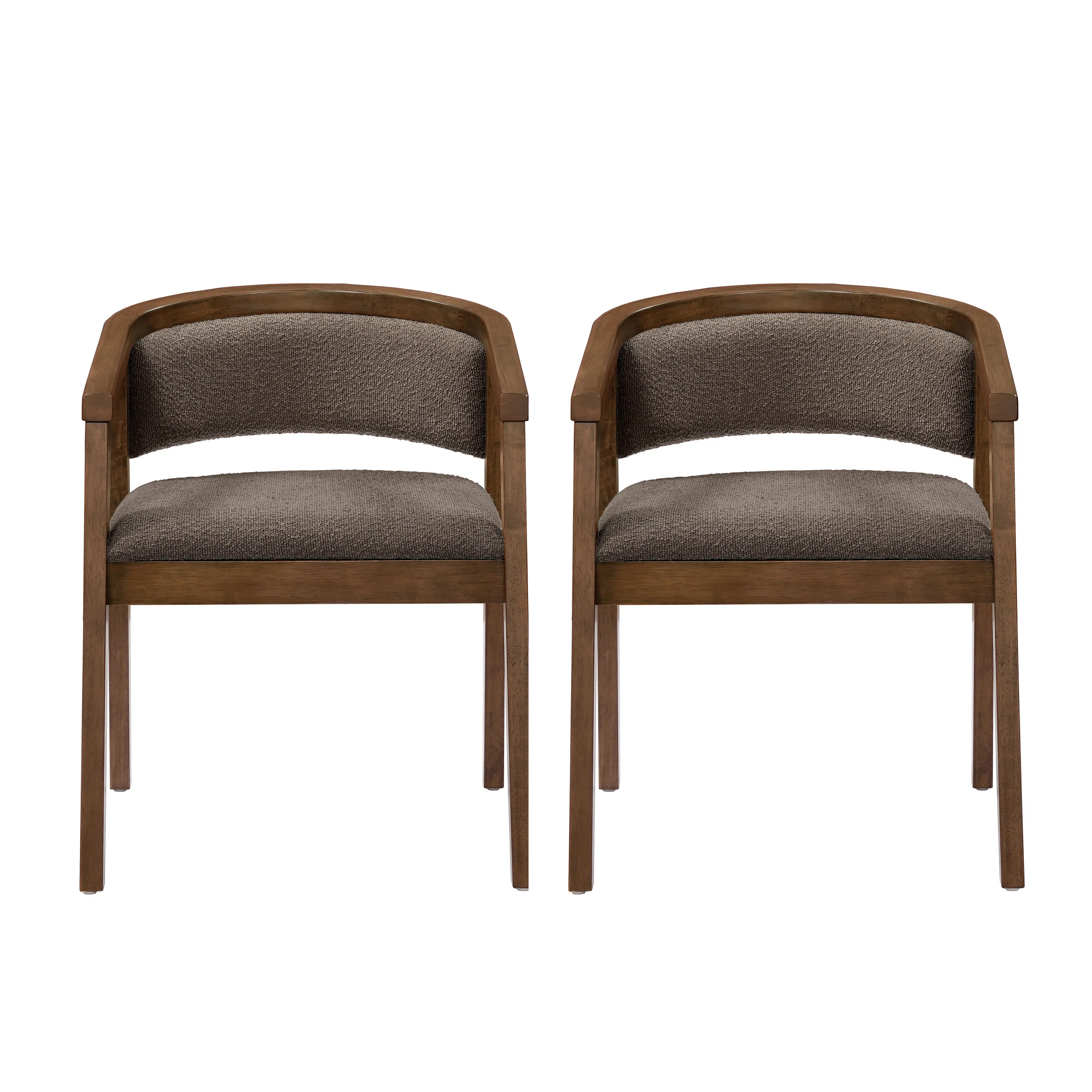 Arden U-Shaped Boucle Upholstered Dining Chairs With Armrest (Set of 2) | Wayfair North America
