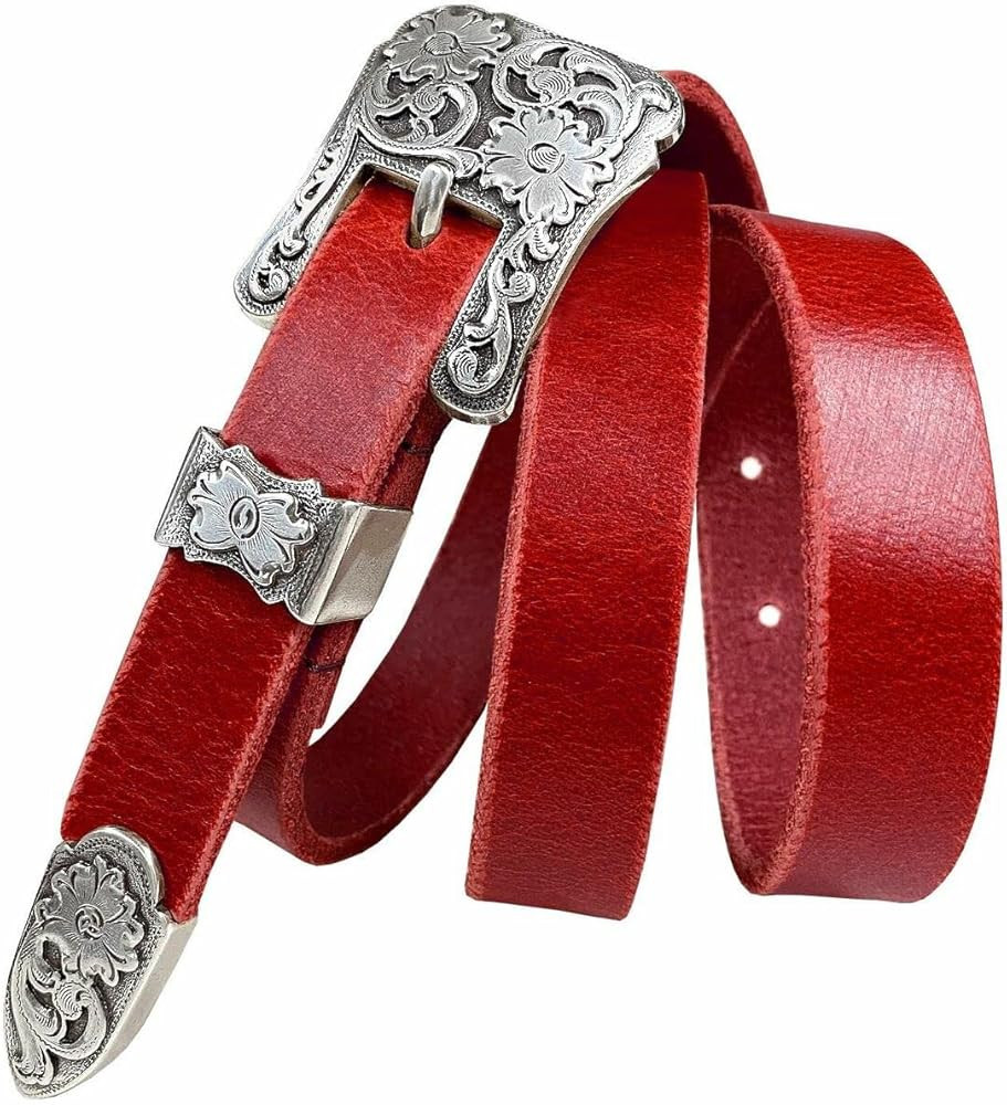 Women' Dress Belt Skinny Belt Ladies Waist Belt Genuine Full leather Belt 3/4" or 1" Wide, Multi-... | Amazon (US)