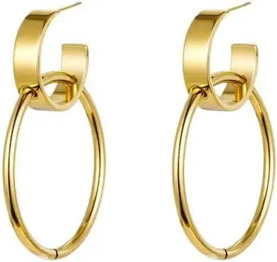 Gold Plated 18K Gold Plated Earing Hoop Unique Design earring - Round Shape Gold Plated Classic D... | Amazon (US)