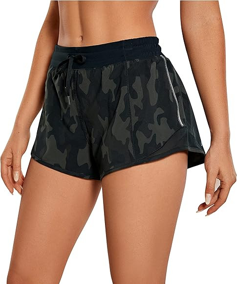 CRZ YOGA Women's Mid-Waist Workout Running Shorts Mesh Liner - 2.5" Quick Dry Drawstring Sport Gym A | Amazon (US)