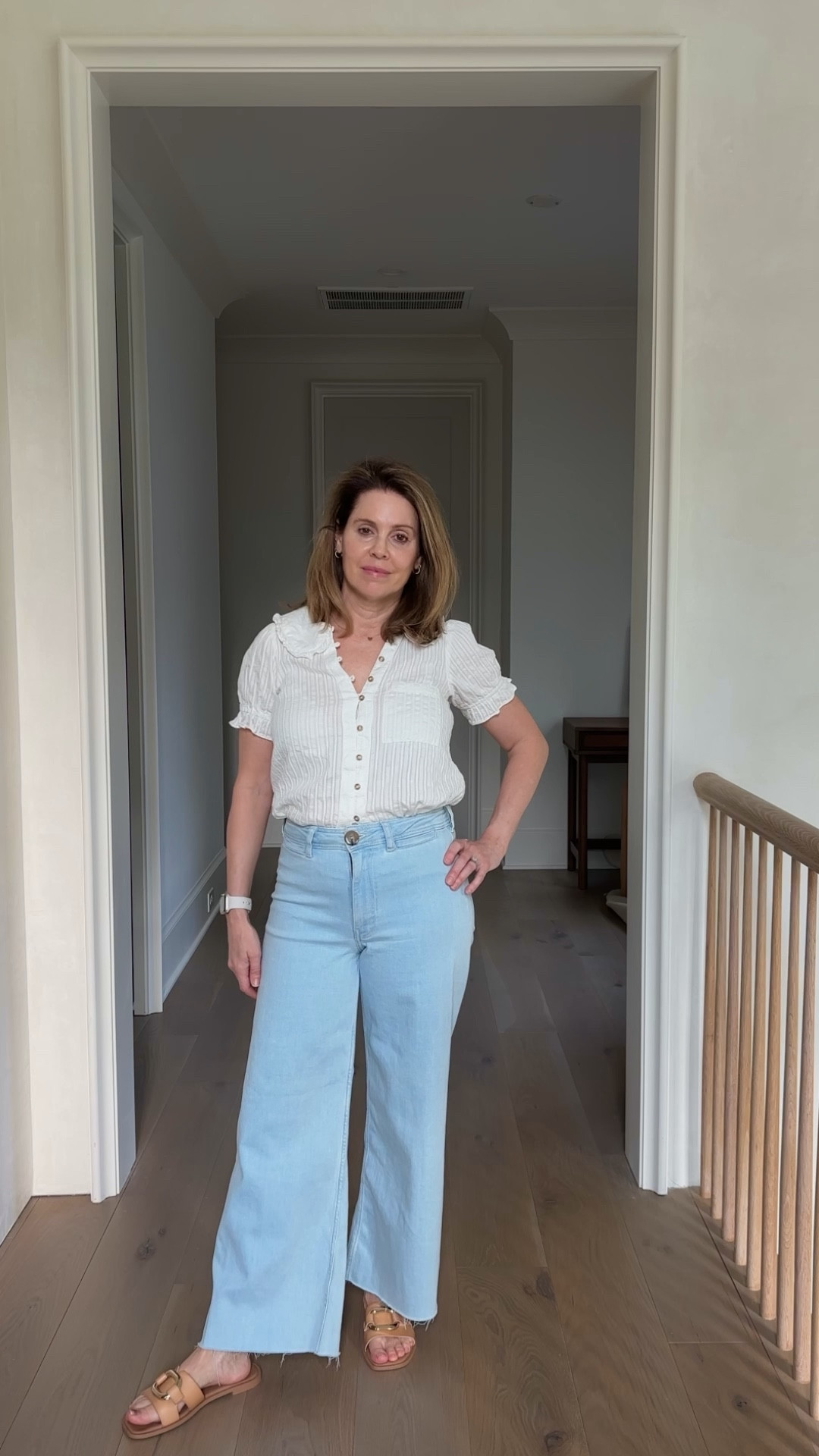 High waisted wide leg jeans.  Which is your favorite?  

The jeans fit true to size.  I'm 5'4" 120 lbs and wearing a size 27.  

Fall looks , Wide leg jeans, High waisted jeans, Dark blue jeans, light blue jeans, Denim, Ruffle blouse, Feminine top, Off while blouse, anthro jeans, mid rise jeans
#jeans
#LTKjeans


#LTKOver40 #LTKStyleTip #LTKVideo