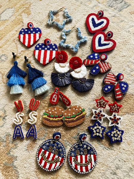I love some fun earrings! Here are my patriotic ones I love styling for summer. They’re all affordable too 🙂

Bead earrings. Patriotic earrings. July 4th. Memorial Day. Amazon fashion. 