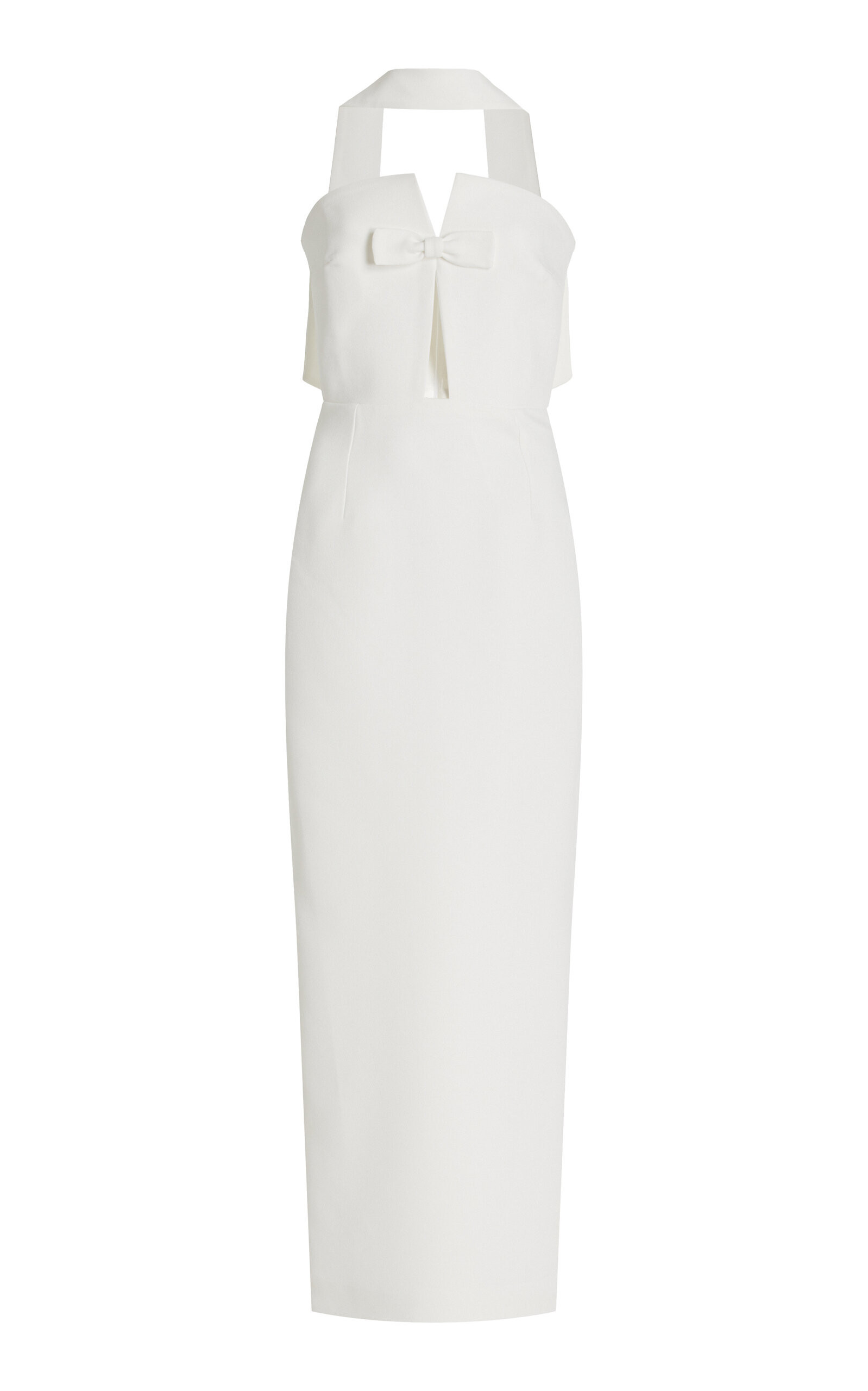 The New Arrivals Ilkyaz Ozel - Holly in Temple Tie-Neck Crepe Midi Dress - White - FR 36 - Moda Operandi | Moda Operandi (Global)