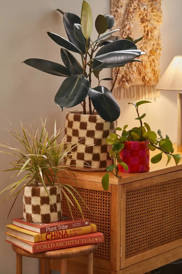 Checkerboard Tufted Planter Cover | Urban Outfitters (US and RoW)