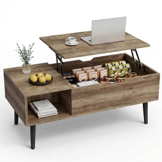 edx Adjustable Height Wooden Coffee Table with Hidden Compartments and Shelves - Perfect for Smal... | Walmart (US)