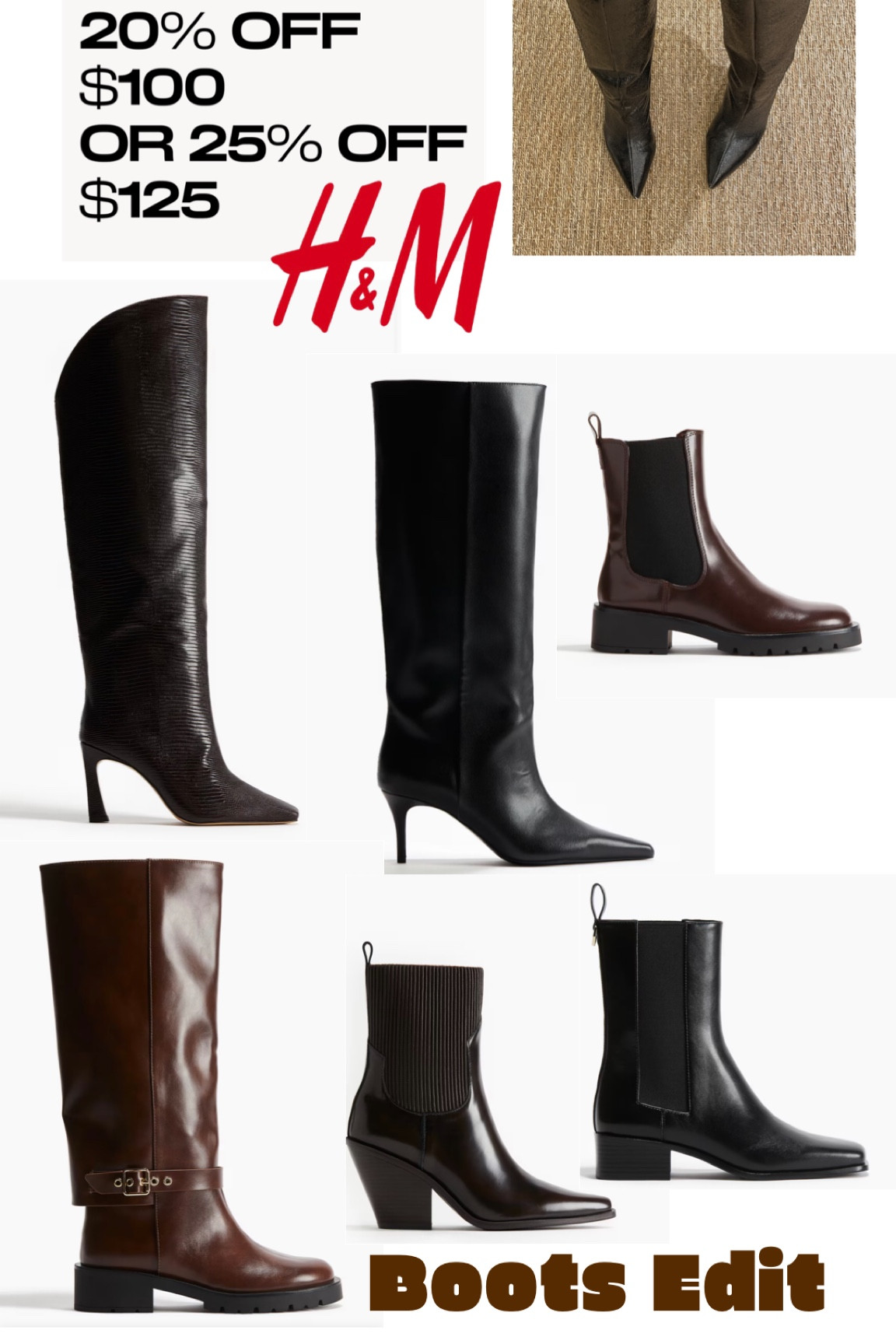 H&M Sale boots edit #boots #brownboots 

#LTKSeasonal #LTKShoeCrush #LTKSaleAlert