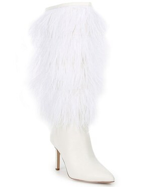 Taryn Feather Embellished Pointed Toe Stiletto Boots | Dillard's