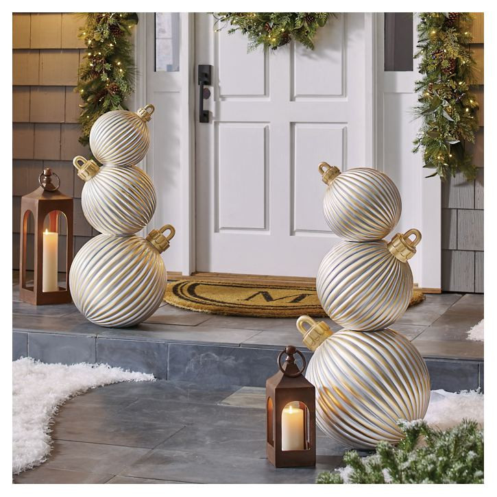 Ribbed Ornament Stack | Grandin Road | Grandin Road