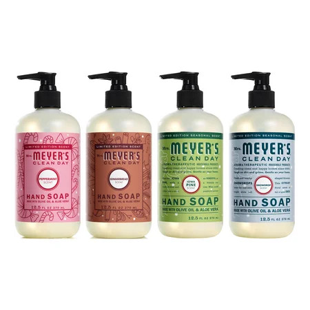MRS. MEYER'S CLEAN DAY Liquid Hand Soap Variety Pack, Gingerbread, Iowa Pine, Peppermint, Snow Drop, 12.5 fl oz Each, 1 CT | Walmart (US)