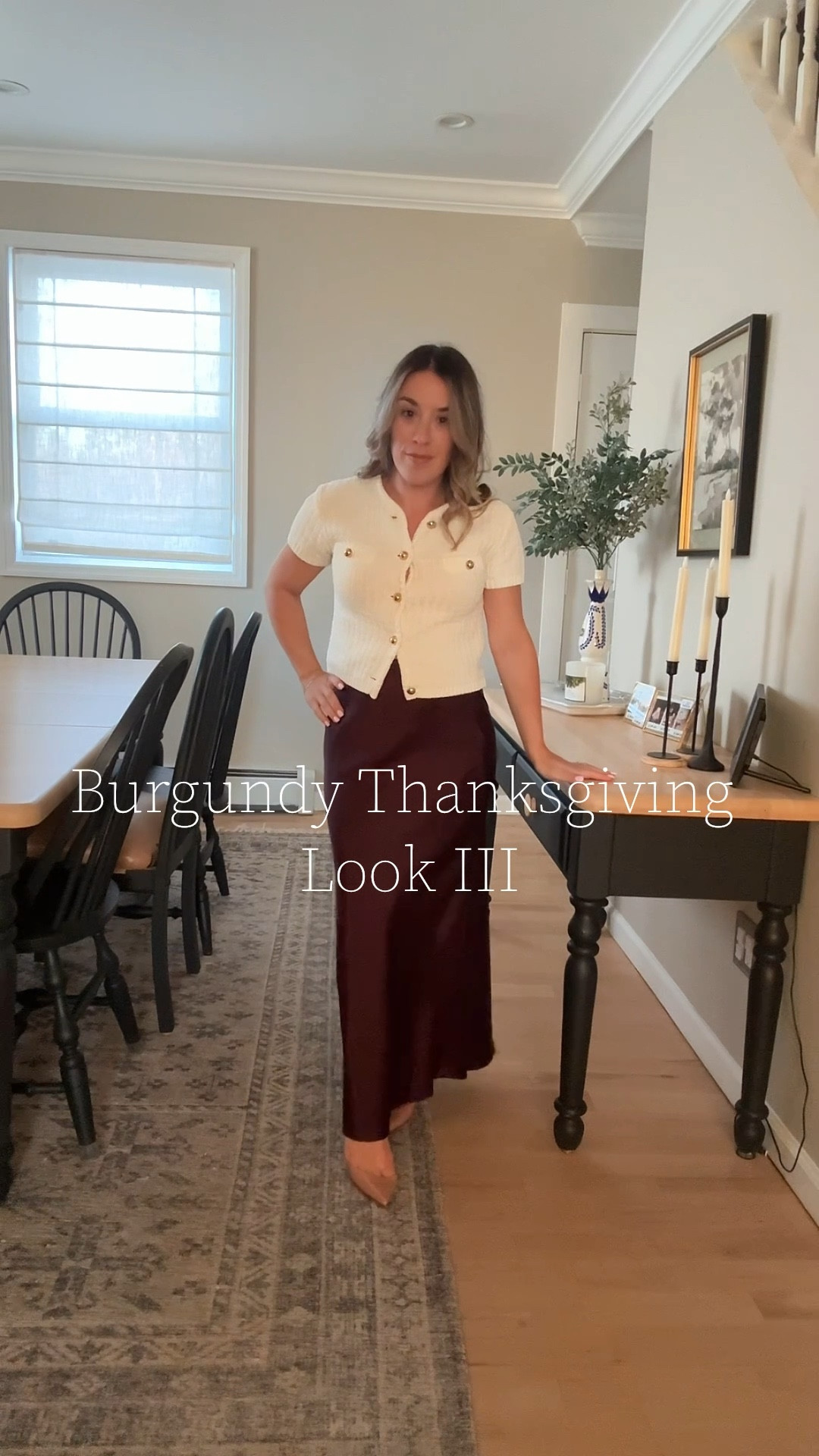 3rd look with this burgundy satin skirt. Sleek & gorgeous material. Follow along to see other ways I wear it 🤎

#LTKSeasonal #LTKootd #LTKHoliday