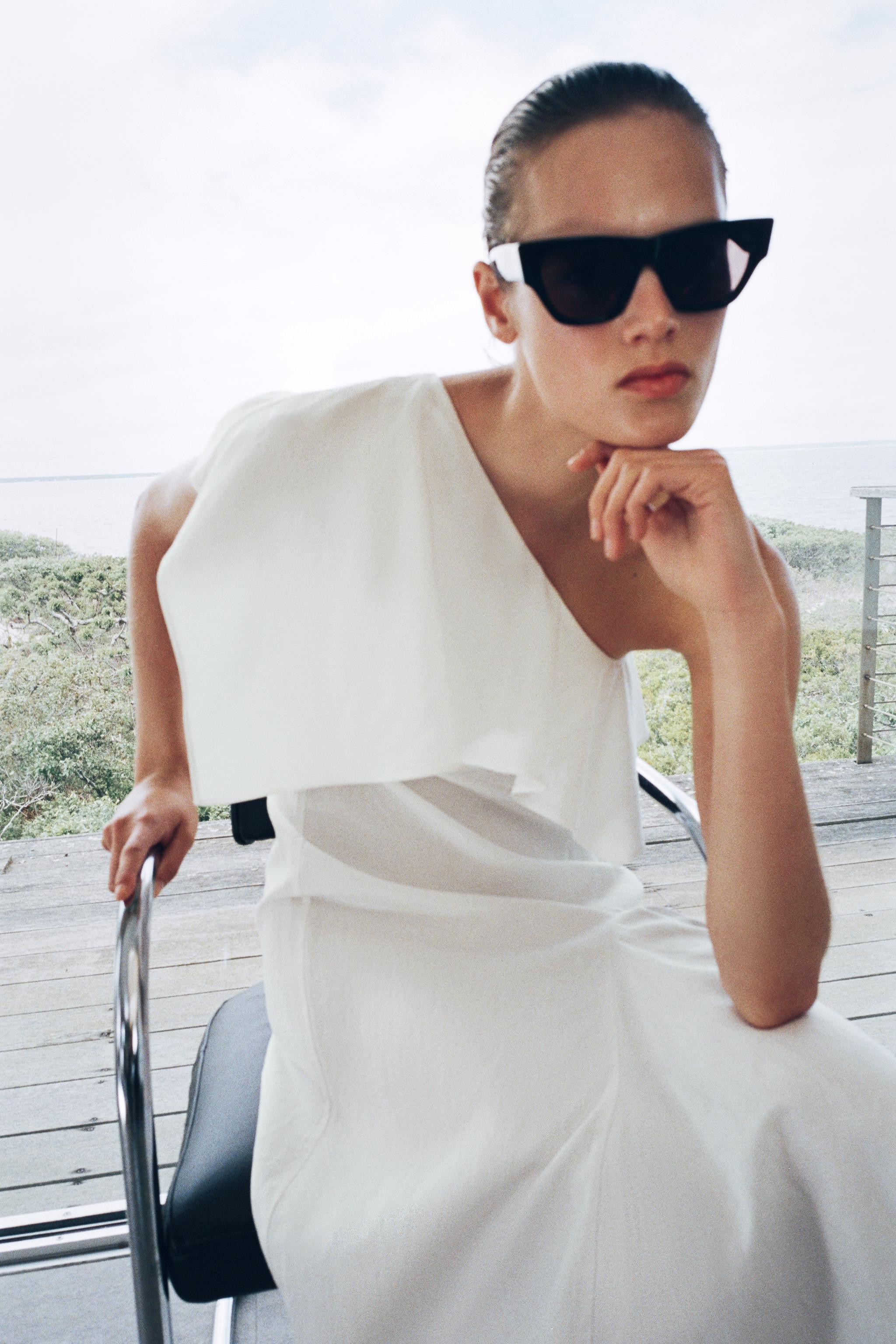 ASYMMETRIC RUFFLED LINEN BLEND DRESS ZW COLLECTION | Zara US