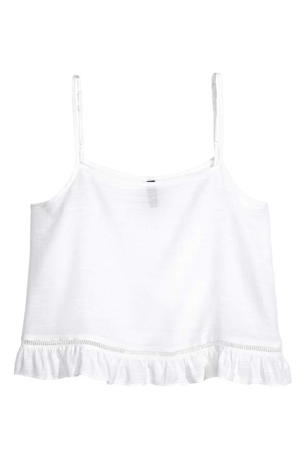 H & M - Wide-cut Camisole Top - White - Women | H&M (US + CA)