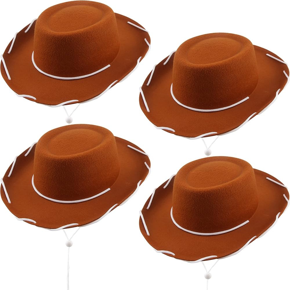 4 Pack Children Cowboy Hats Felt Cowgirl Hat Western Cowboy Hats for Kids Western Theme Party | Amazon (US)
