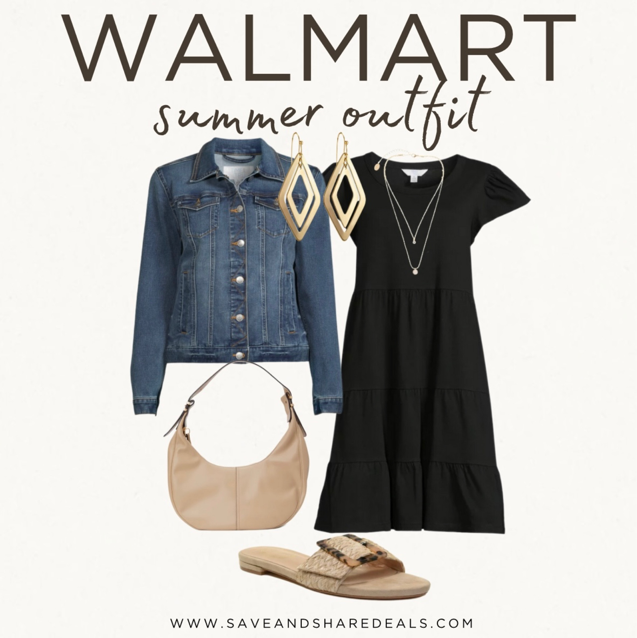 Obsessed with this outfit from Walmart! I love how you can style a black dress in so many different ways! Here I’ve paired it with a jean jacket, nude sandals, a neutral bag and gold accessories. Shop everything below!

Walmart finds, Walmart fashion, women’s outfit ideas, date night outfit, Walmart outfit, Walmart dress, Walmart clothes, Time and Tru fashion

#LTKFind #LTKstyletip