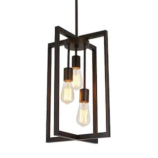 Artika Yale 3-light Black Modern Industrial Sputnik Caged Hanging Pendant Light Island Chandelier... | The Home Depot