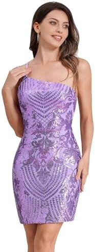 ODIZLI Sequin Dress for Women Short Prom Dresses One Shoulder Evening Party Dress with Slit | Amazon (US)