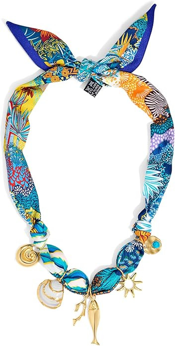 WOWORAMA Colorful Scarf Necklace with Seashell Starfish Charm Necklaces for Women Summer Bandana ... | Amazon (US)
